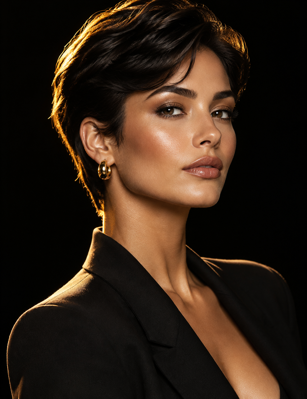 Editorial short hair beauty portrait